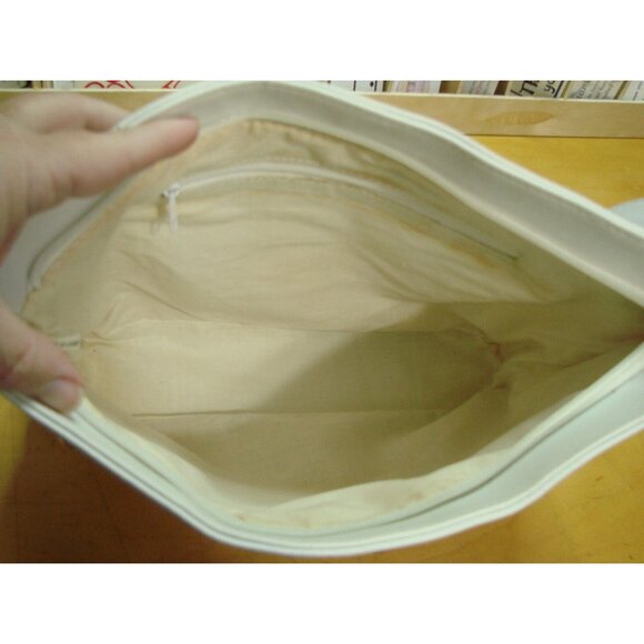 Retro Silver Gold Diamond Design White Crossbody Bag Faux Leather Granny Core - Picture 6 of 13